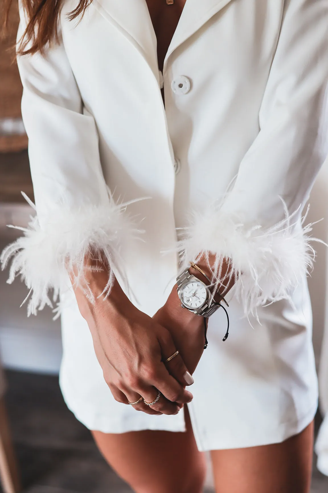 The Rachel Feather Blazer-White