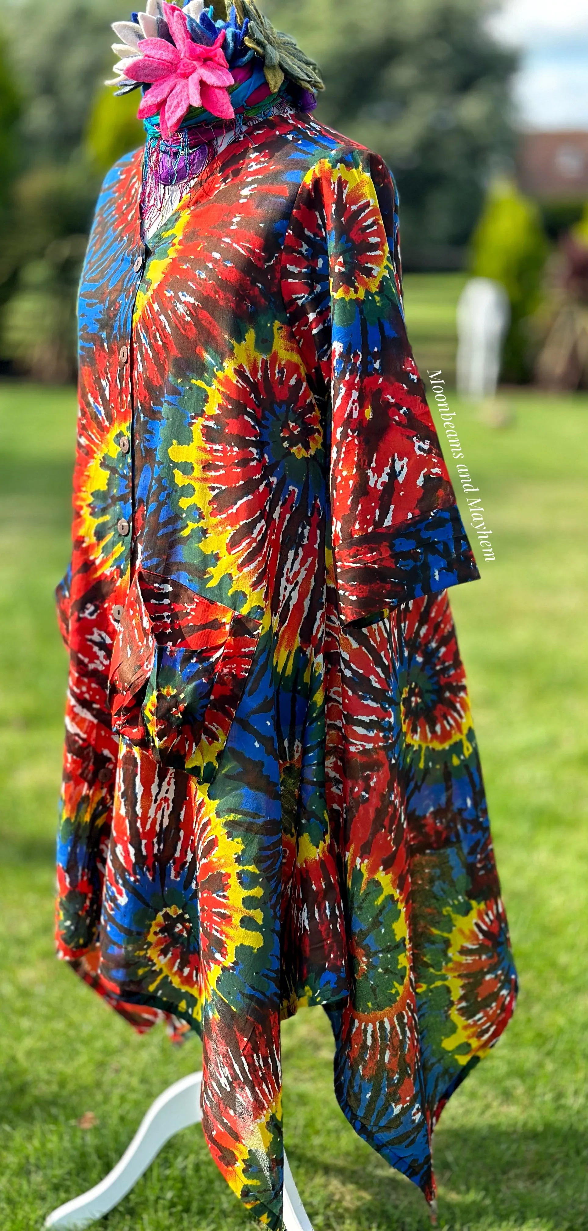 TIE DYE COTTON SMOCK DRESS / TUNIC SIZE L / XL (432)