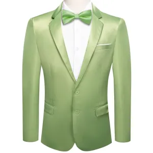 Ties2you Men's Suit Pear Green Satin Notched Collar Suit Jacket Slim Blazer