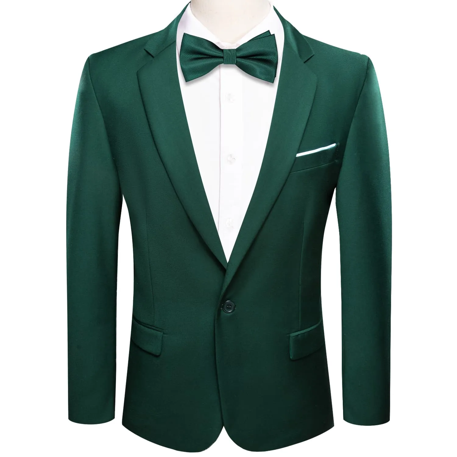 Ties2you Men's Suit Sapphire Pine Green Notched Collar Silk Suit Jacket Slim One Button Stylish Blazer