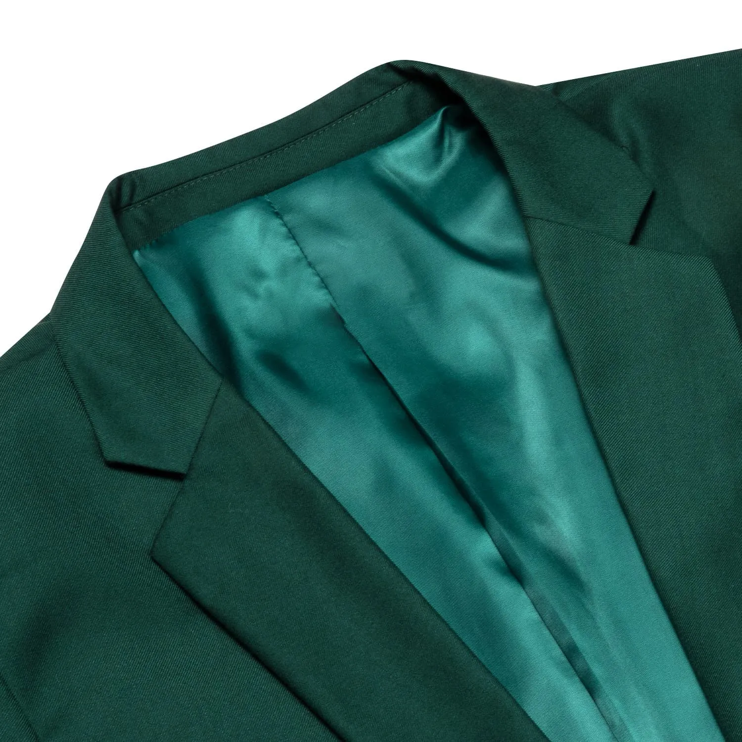 Ties2you Men's Suit Sapphire Pine Green Notched Collar Silk Suit Jacket Slim One Button Stylish Blazer