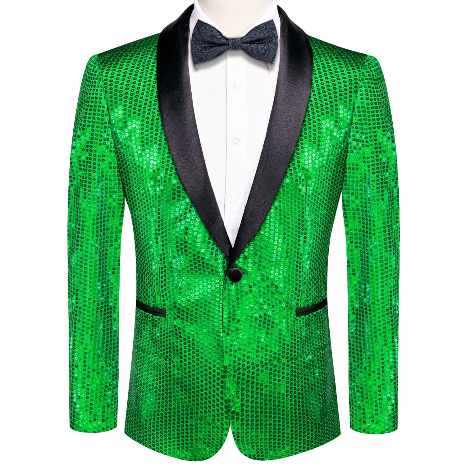 Ties2you Sequin Blazer Emerald Green Solid Shawl Collar Glitter Mens Suit