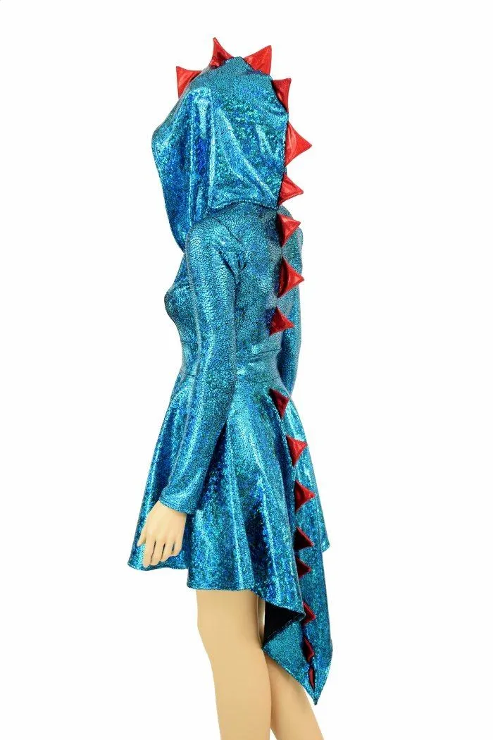 Turquoise Dragon Hoodie Skater Dress