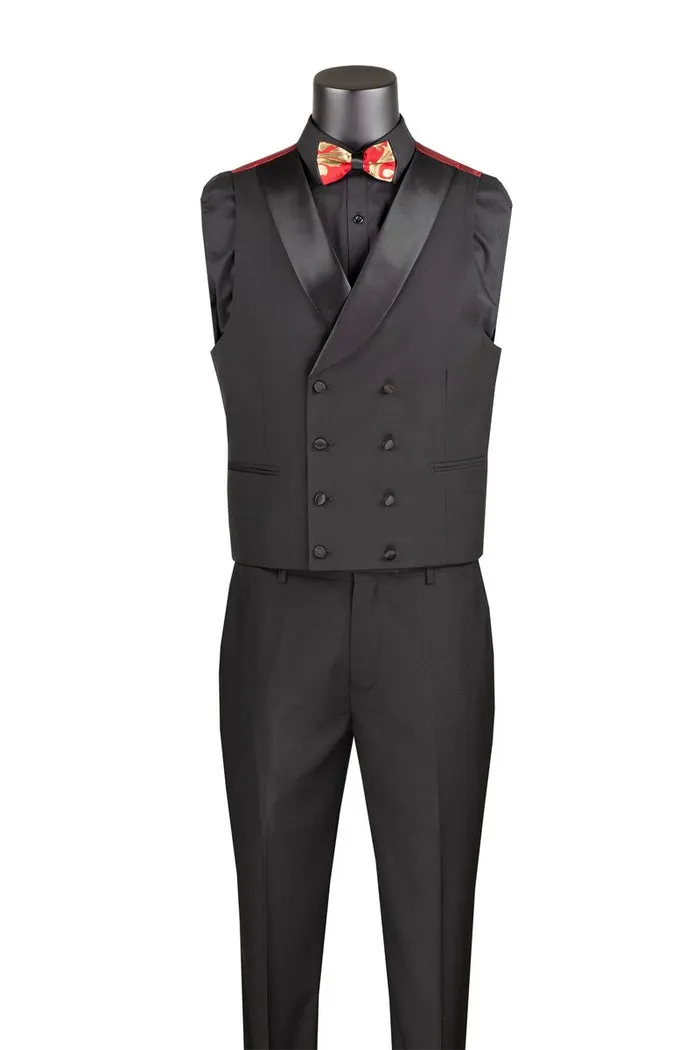 Vinci Modern Fit 3 Piece Suit with Matching Bow Tie Red MVJQ-1