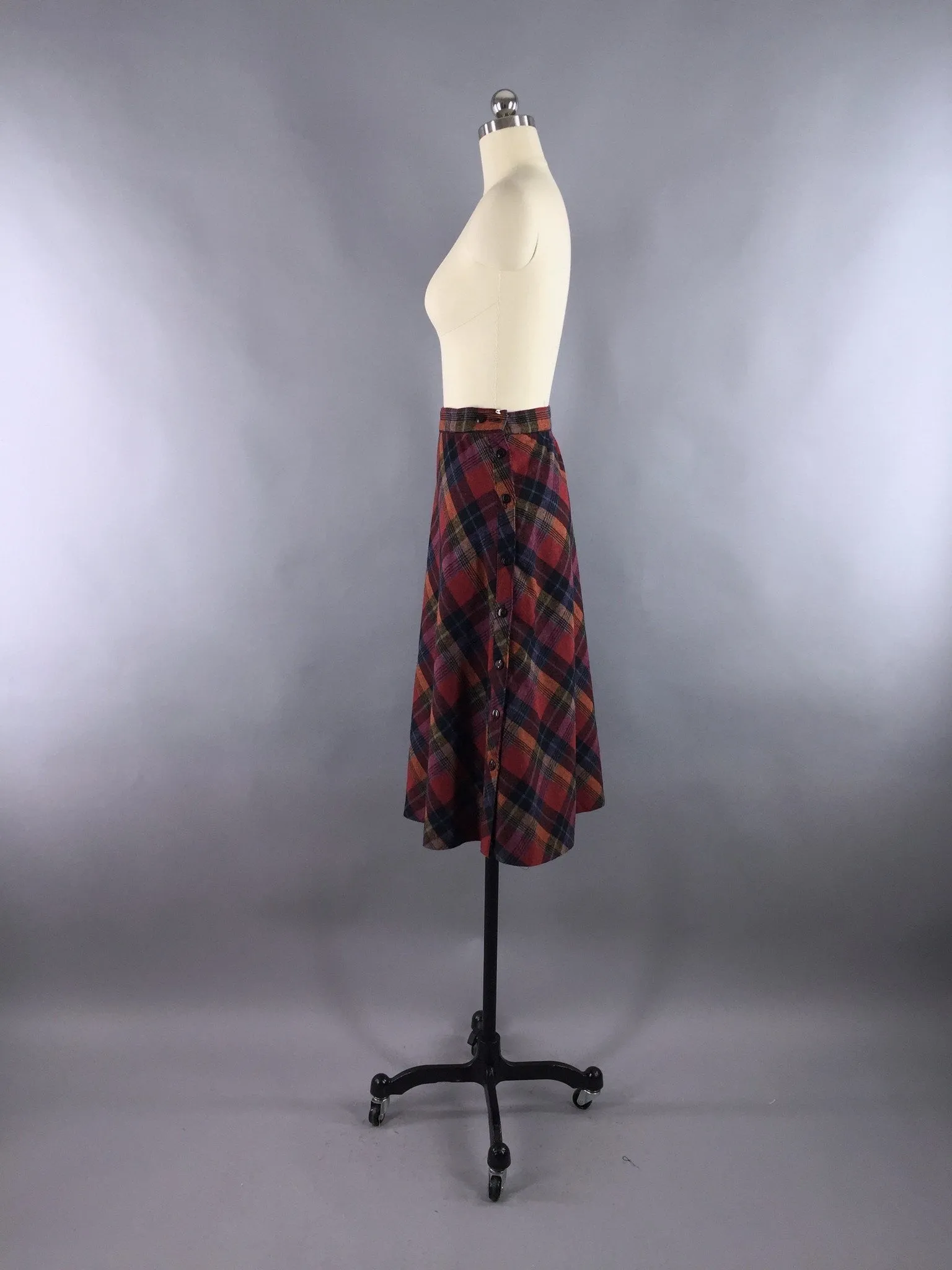 Vintage Bias Cut Plaid Skirt / Lady Grandview Tartan