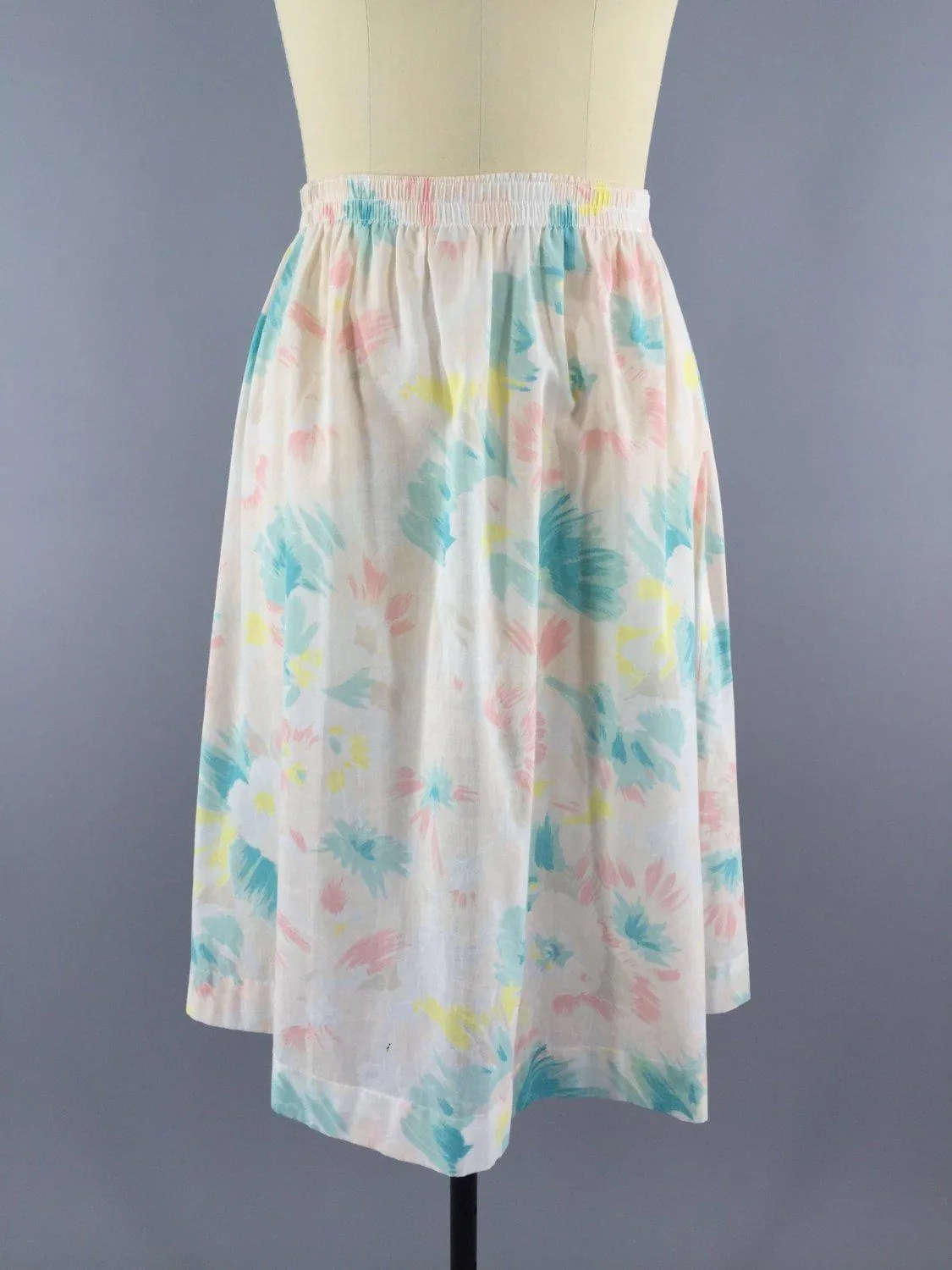 Vintage Pastel Floral Print Skirt