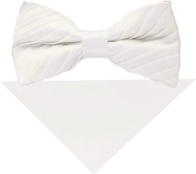 Vittorio Farina Men's Pleated Satin Bow Tie & Pocket Square in Gift Box