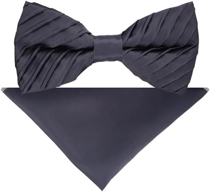 Vittorio Farina Men's Pleated Satin Bow Tie & Pocket Square in Gift Box