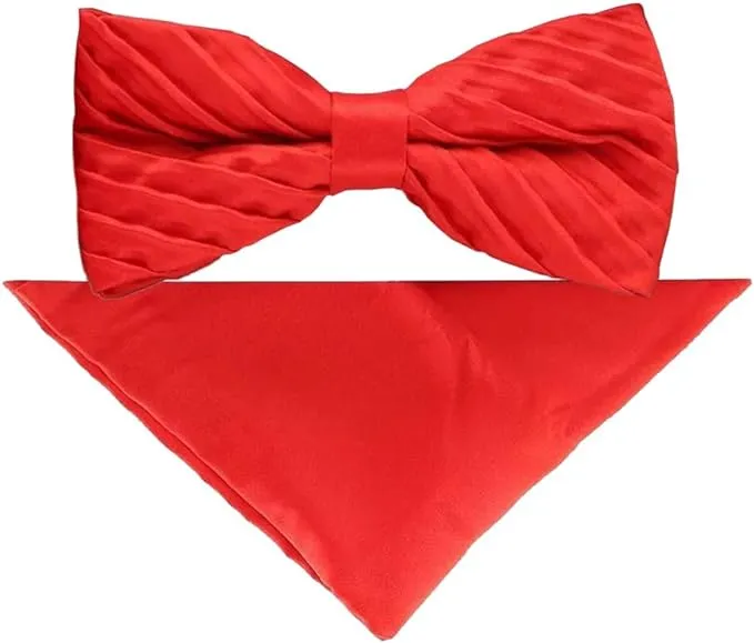 Vittorio Farina Men's Pleated Satin Bow Tie & Pocket Square in Gift Box