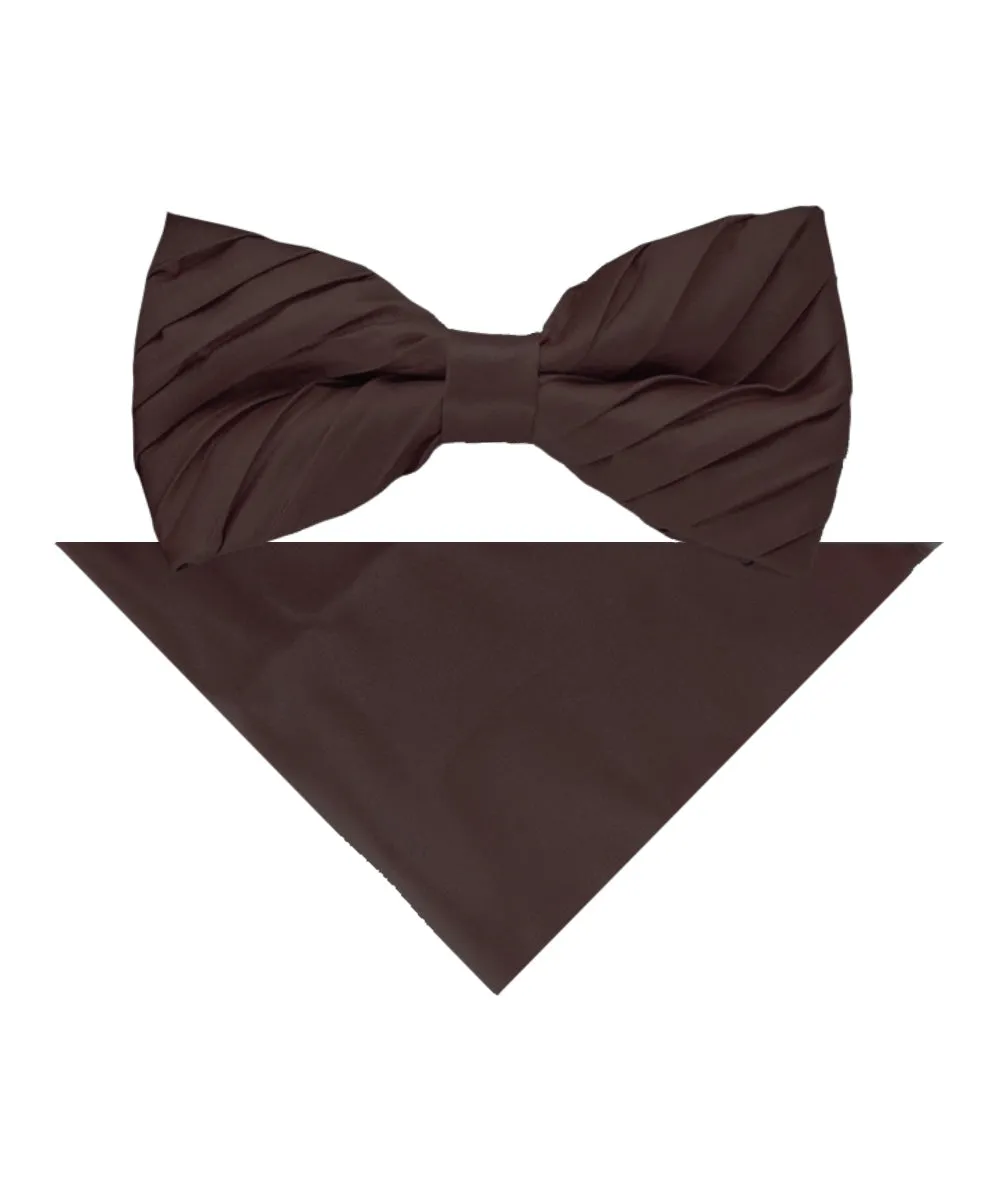 Vittorio Farina Men's Pleated Satin Bow Tie & Pocket Square in Gift Box