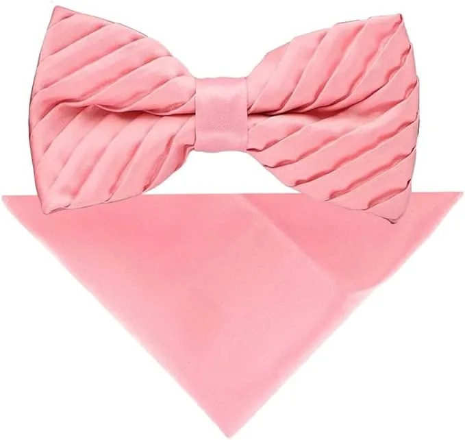 Vittorio Farina Men's Pleated Satin Bow Tie & Pocket Square in Gift Box