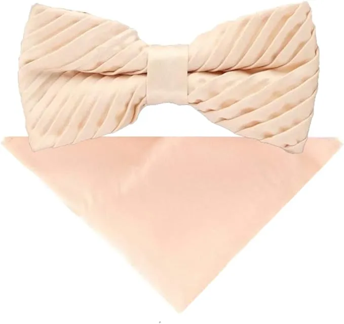 Vittorio Farina Men's Pleated Satin Bow Tie & Pocket Square in Gift Box