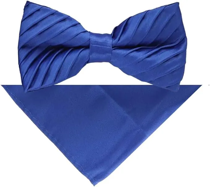 Vittorio Farina Men's Pleated Satin Bow Tie & Pocket Square in Gift Box