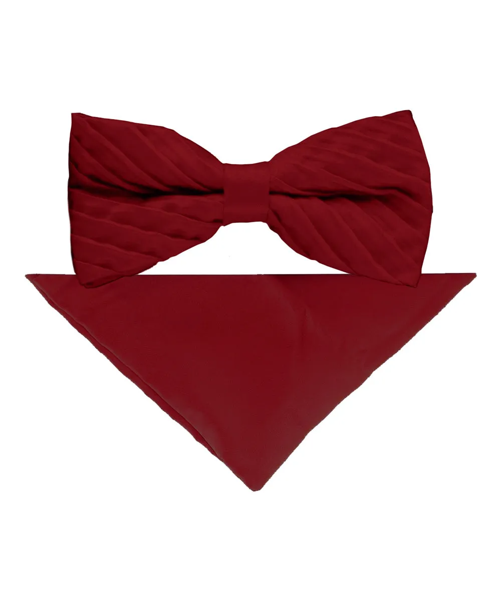 Vittorio Farina Men's Pleated Satin Bow Tie & Pocket Square in Gift Box