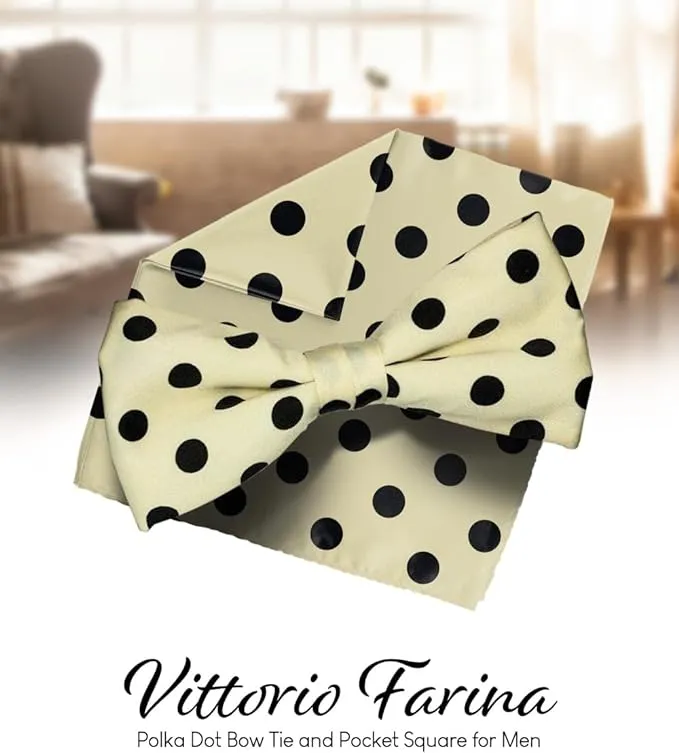 Vittorio Farina Men's Polka Dot Satin Bow Tie & Pocket Square in Gift Box