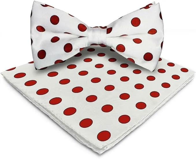 Vittorio Farina Men's Polka Dot Satin Bow Tie & Pocket Square in Gift Box