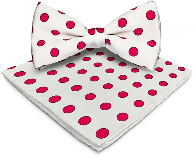 Vittorio Farina Men's Polka Dot Satin Bow Tie & Pocket Square in Gift Box