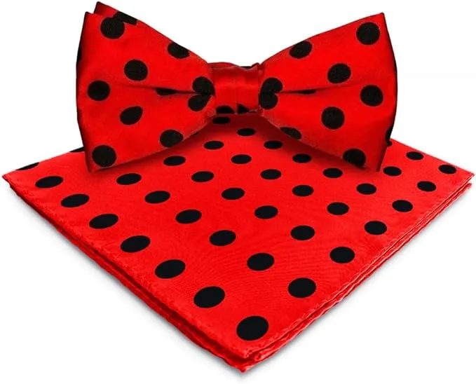 Vittorio Farina Men's Polka Dot Satin Bow Tie & Pocket Square in Gift Box