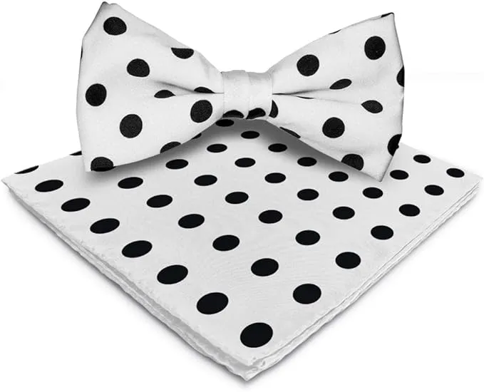 Vittorio Farina Men's Polka Dot Satin Bow Tie & Pocket Square in Gift Box