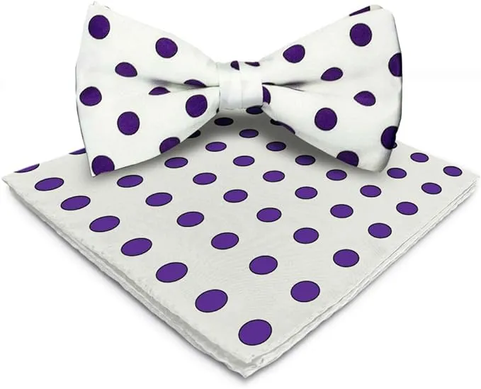 Vittorio Farina Men's Polka Dot Satin Bow Tie & Pocket Square in Gift Box