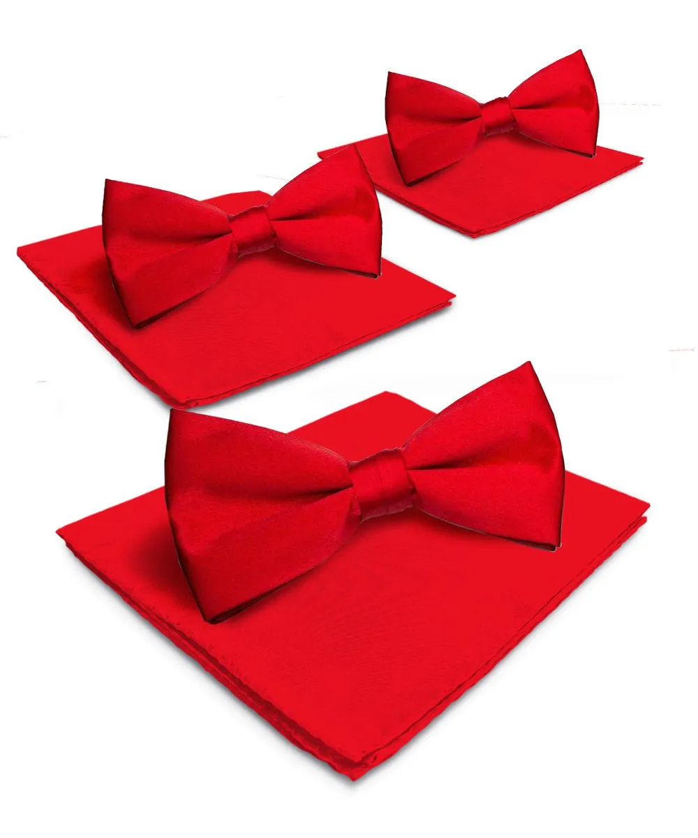 Vittorio Farina Men's Satin Bow Tie & Pocket Square in Gift Box (Multipack)