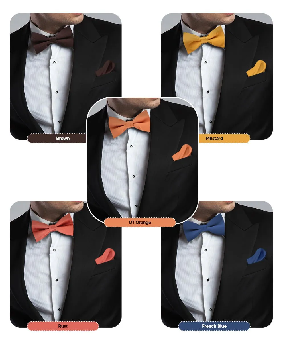 Vittorio Farina Men's Satin Bow Tie & Pocket Square in Gift Box (Multipack)