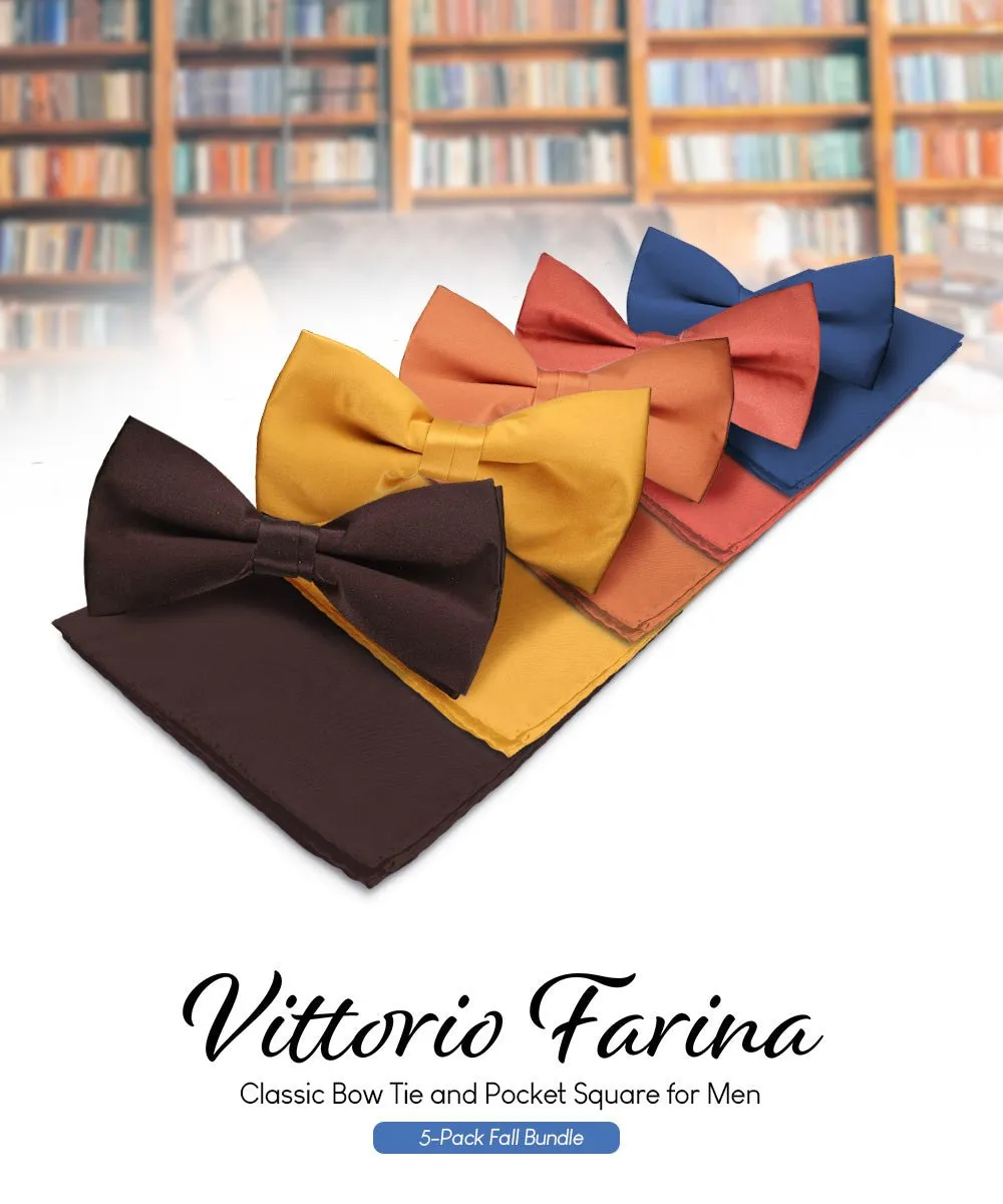 Vittorio Farina Men's Satin Bow Tie & Pocket Square in Gift Box (Multipack)