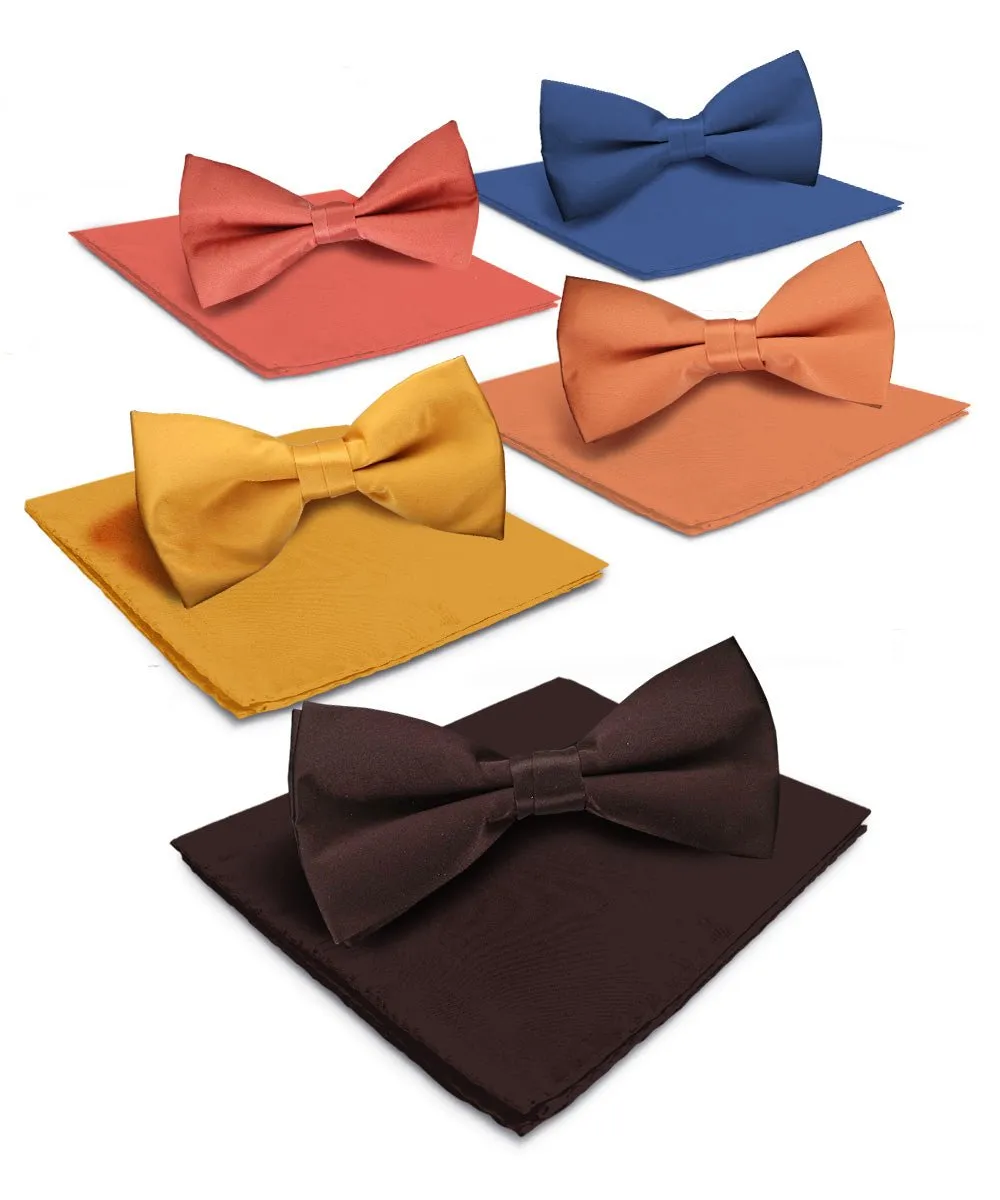 Vittorio Farina Men's Satin Bow Tie & Pocket Square in Gift Box (Multipack)