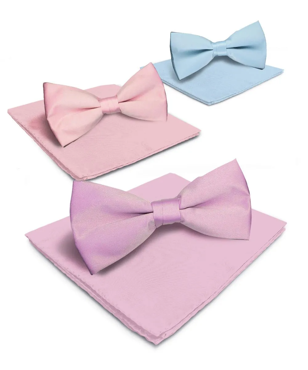 Vittorio Farina Men's Satin Bow Tie & Pocket Square in Gift Box (Multipack)