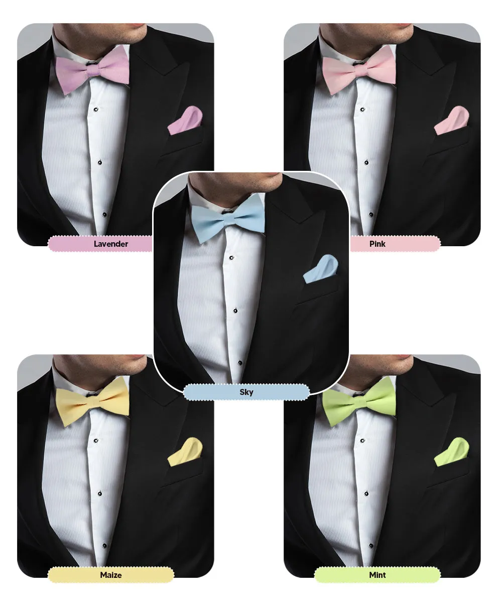 Vittorio Farina Men's Satin Bow Tie & Pocket Square in Gift Box (Multipack)