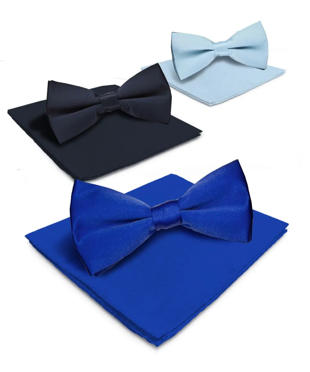 Vittorio Farina Men's Satin Bow Tie & Pocket Square in Gift Box (Multipack)