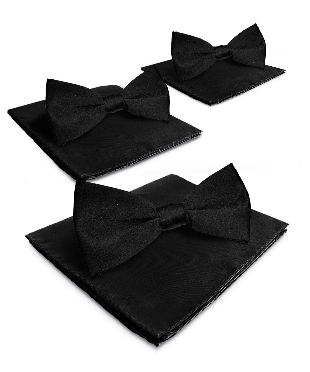 Vittorio Farina Men's Satin Bow Tie & Pocket Square in Gift Box (Multipack)