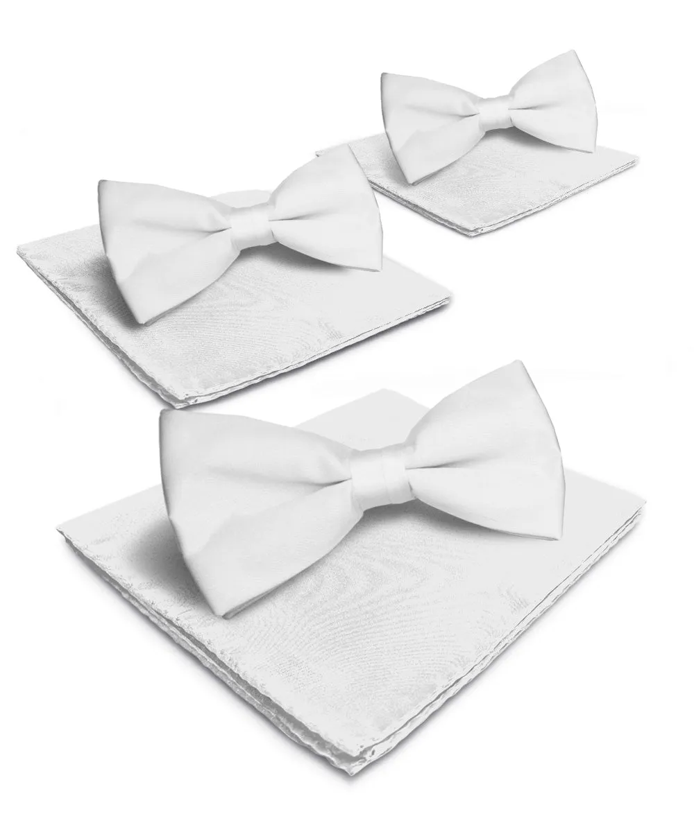 Vittorio Farina Men's Satin Bow Tie & Pocket Square in Gift Box (Multipack)