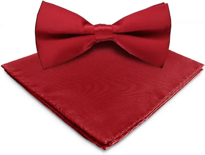 Vittorio Farina Men's Satin Bow Tie & Pocket Square in Gift Box