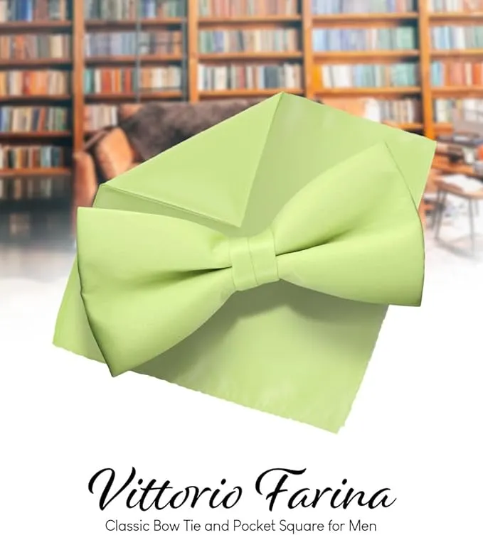 Vittorio Farina Men's Satin Bow Tie & Pocket Square in Gift Box