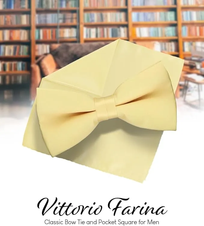 Vittorio Farina Men's Satin Bow Tie & Pocket Square in Gift Box