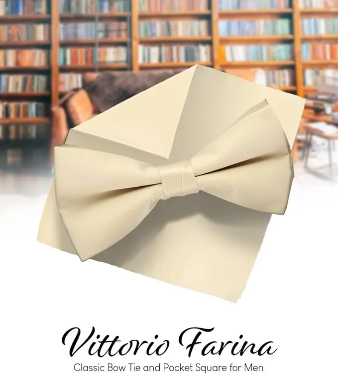 Vittorio Farina Men's Satin Bow Tie & Pocket Square in Gift Box