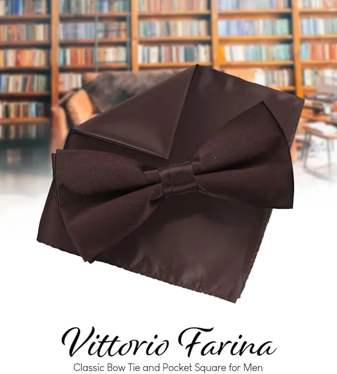 Vittorio Farina Men's Satin Bow Tie & Pocket Square in Gift Box