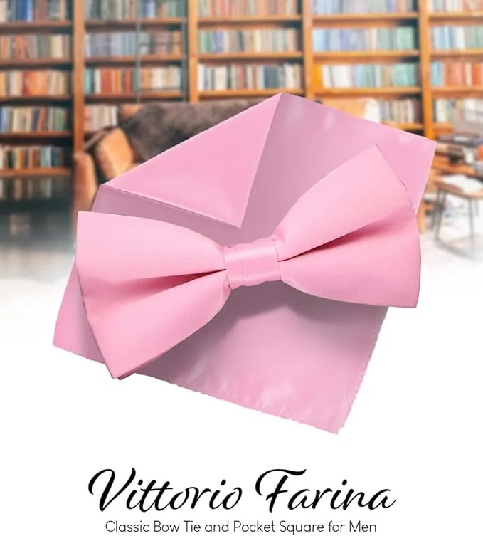 Vittorio Farina Men's Satin Bow Tie & Pocket Square in Gift Box