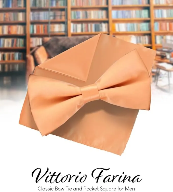 Vittorio Farina Men's Satin Bow Tie & Pocket Square in Gift Box