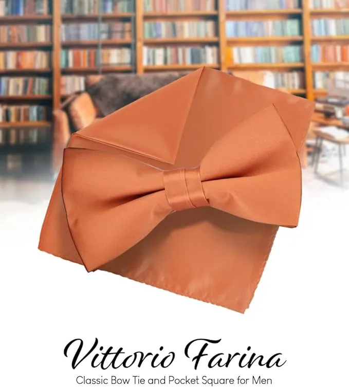 Vittorio Farina Men's Satin Bow Tie & Pocket Square in Gift Box