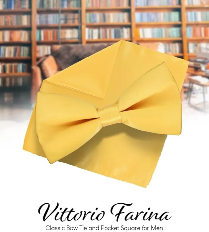 Vittorio Farina Men's Satin Bow Tie & Pocket Square in Gift Box