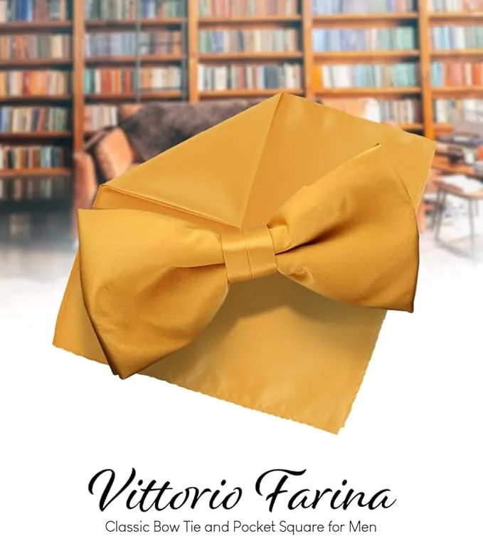 Vittorio Farina Men's Satin Bow Tie & Pocket Square in Gift Box