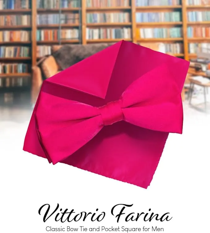 Vittorio Farina Men's Satin Bow Tie & Pocket Square in Gift Box