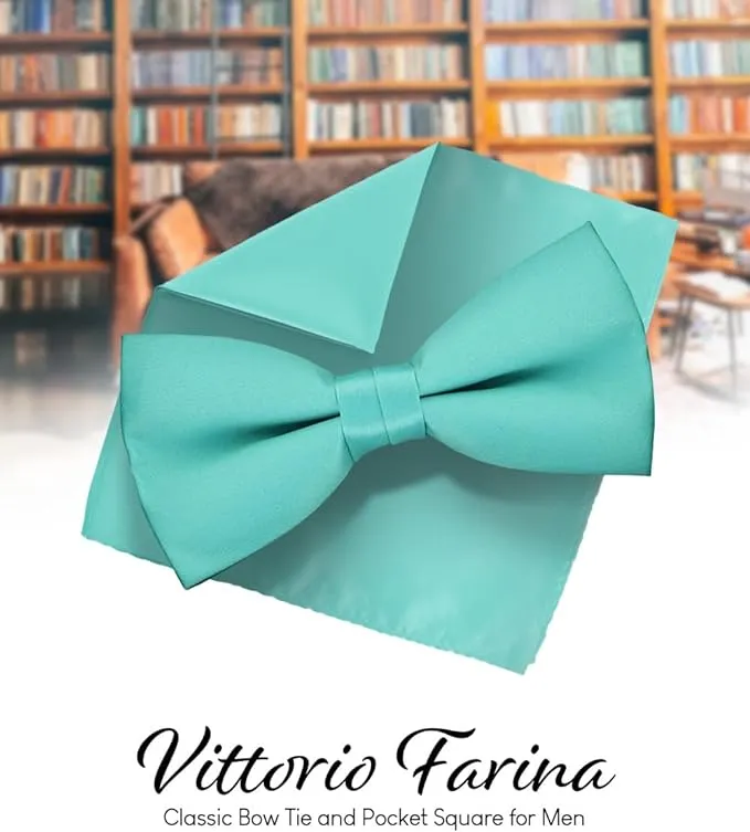 Vittorio Farina Men's Satin Bow Tie & Pocket Square in Gift Box