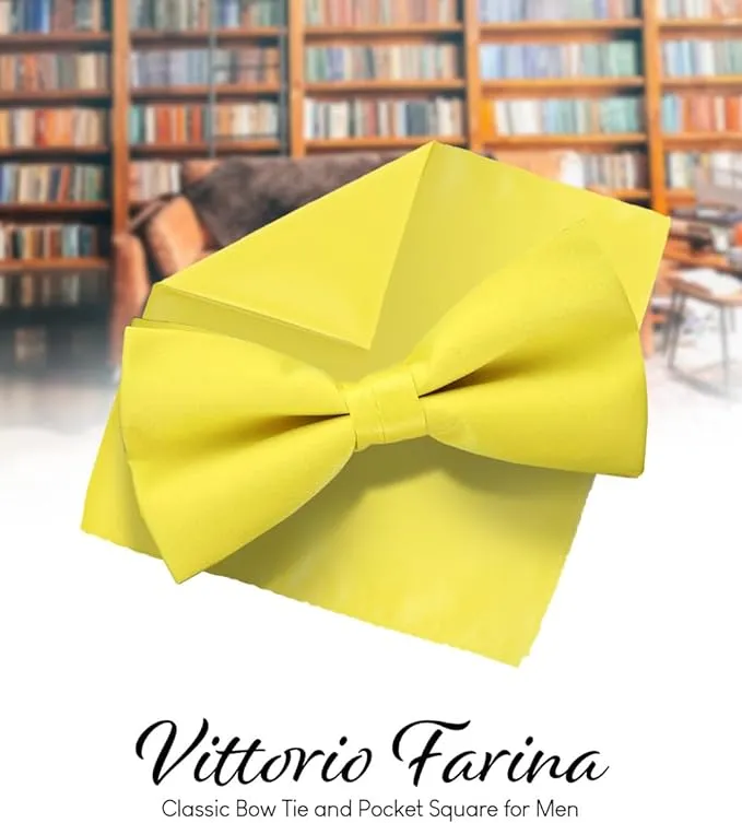 Vittorio Farina Men's Satin Bow Tie & Pocket Square in Gift Box