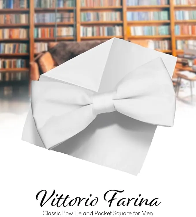 Vittorio Farina Men's Satin Bow Tie & Pocket Square in Gift Box