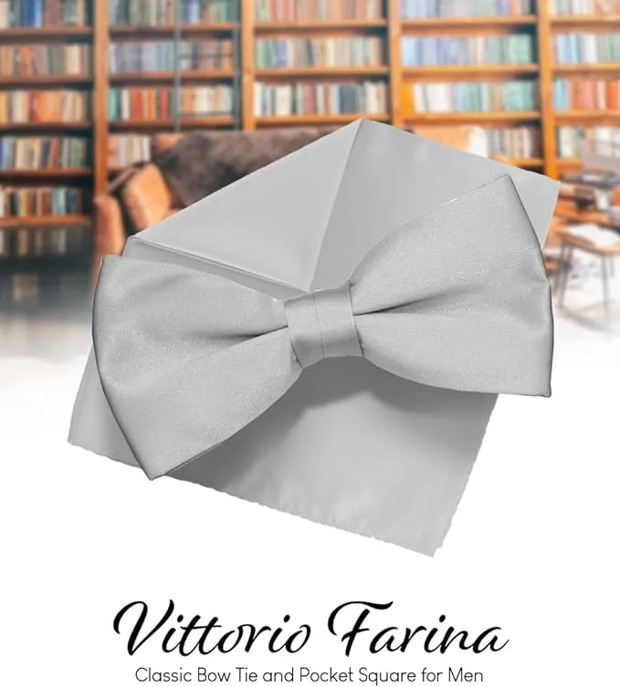 Vittorio Farina Men's Satin Bow Tie & Pocket Square in Gift Box