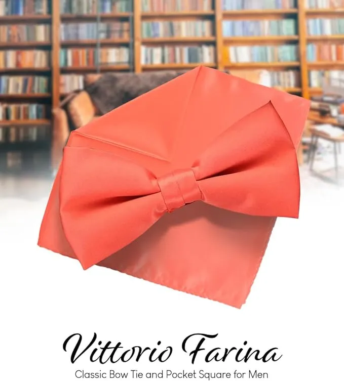 Vittorio Farina Men's Satin Bow Tie & Pocket Square in Gift Box