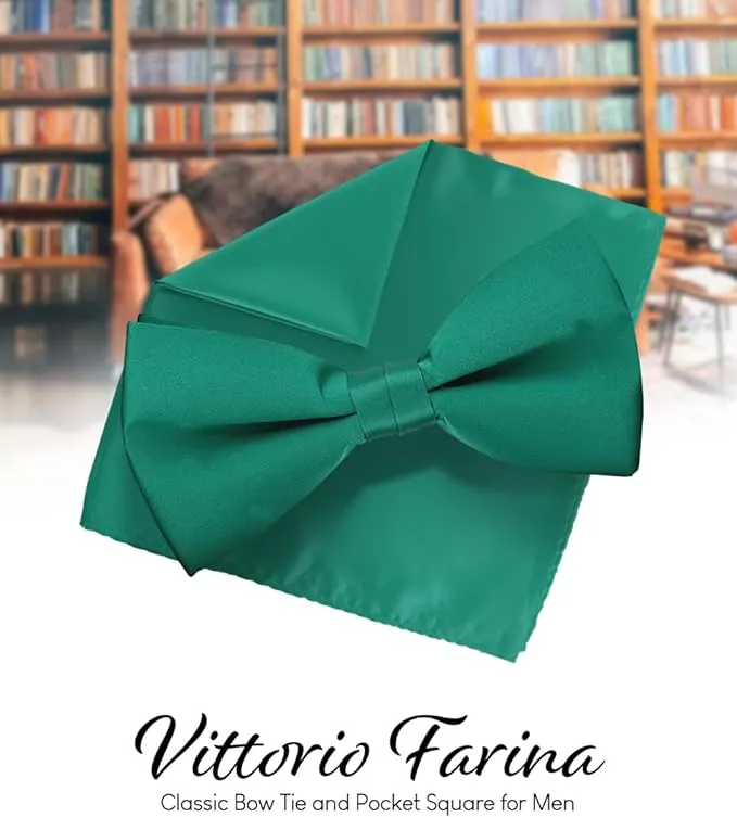 Vittorio Farina Men's Satin Bow Tie & Pocket Square in Gift Box